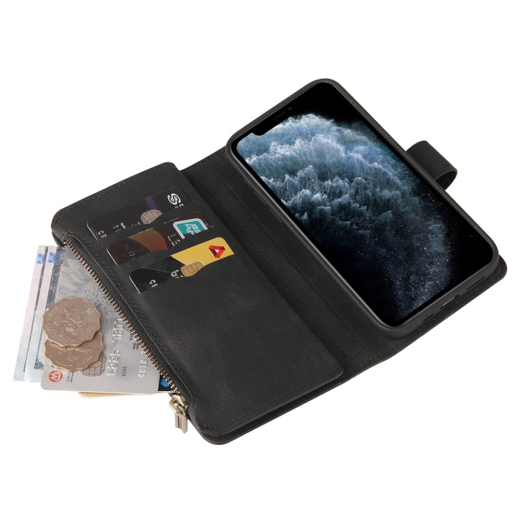 Skin Feel PU + TPU Horizontal Flip Leather Case with Holder & 15 Cards Slot & Wallet & Zipper Pocket & Lanyard For iPhone 11 Pro
