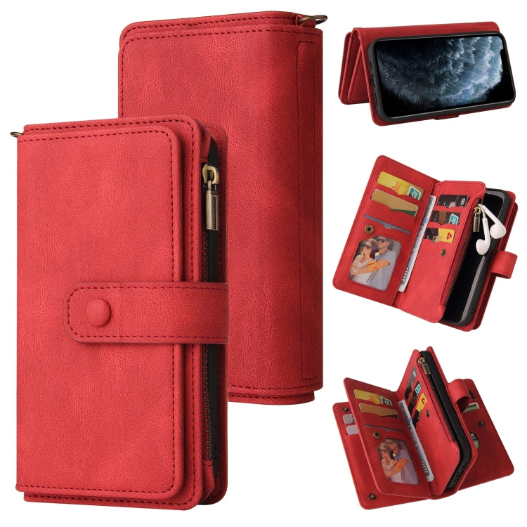 Skin Feel PU + TPU Horizontal Flip Leather Case with Holder & 15 Cards Slot & Wallet & Zipper Pocket & Lanyard For iPhone 11 Pro