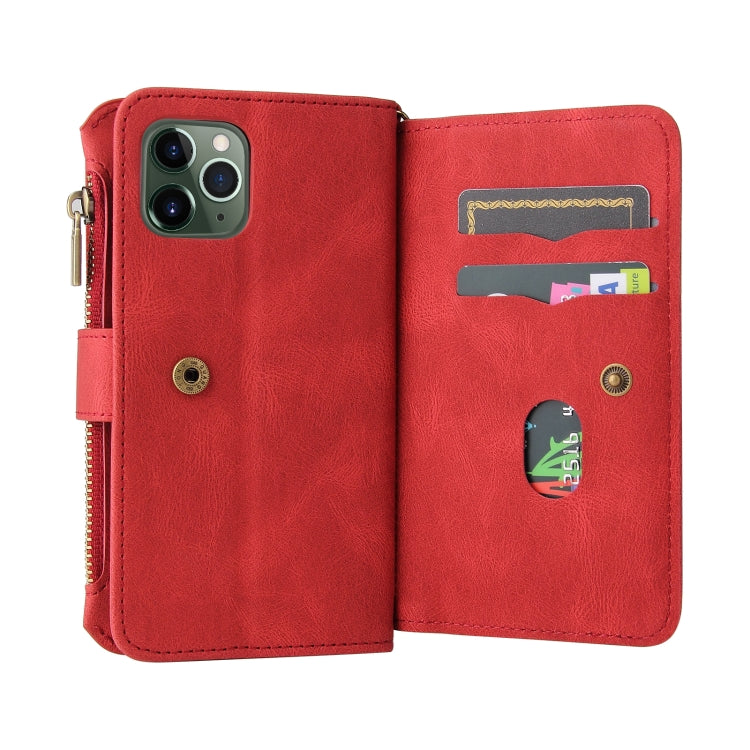 Skin Feel PU + TPU Horizontal Flip Leather Case with Holder & 15 Cards Slot & Wallet & Zipper Pocket & Lanyard For iPhone 11 Pro