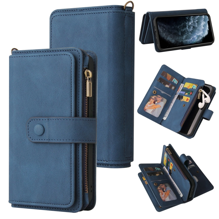 Skin Feel PU + TPU Horizontal Flip Leather Case with Holder & 15 Cards Slot & Wallet & Zipper Pocket & Lanyard For iPhone 11 Pro