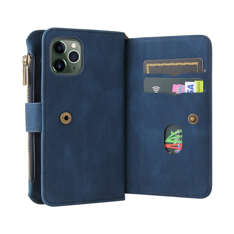 Skin Feel PU + TPU Horizontal Flip Leather Case with Holder & 15 Cards Slot & Wallet & Zipper Pocket & Lanyard For iPhone 11 Pro