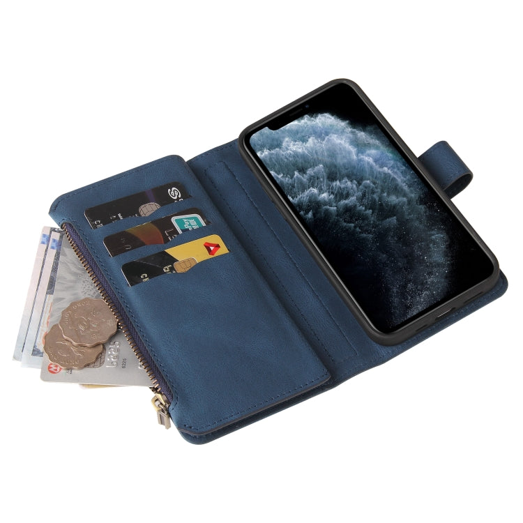 Skin Feel PU + TPU Horizontal Flip Leather Case with Holder & 15 Cards Slot & Wallet & Zipper Pocket & Lanyard For iPhone 11 Pro