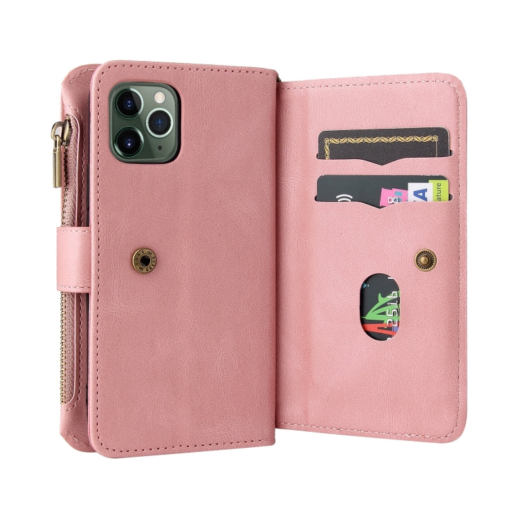 Skin Feel PU + TPU Horizontal Flip Leather Case with Holder & 15 Cards Slot & Wallet & Zipper Pocket & Lanyard For iPhone 11 Pro