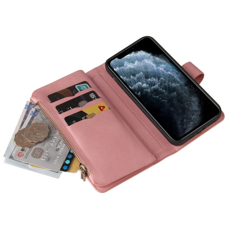Skin Feel PU + TPU Horizontal Flip Leather Case with Holder & 15 Cards Slot & Wallet & Zipper Pocket & Lanyard For iPhone 11 Pro