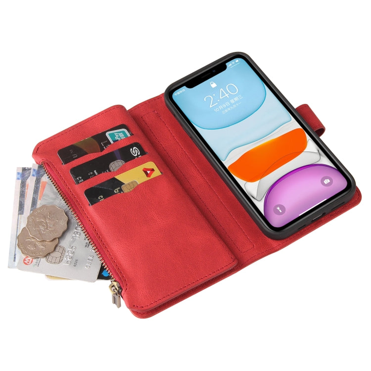 Skin Feel PU + TPU Horizontal Flip Leather Case with Holder & 15 Cards Slot & Wallet & Zipper Pocket & Lanyard For iPhone 11