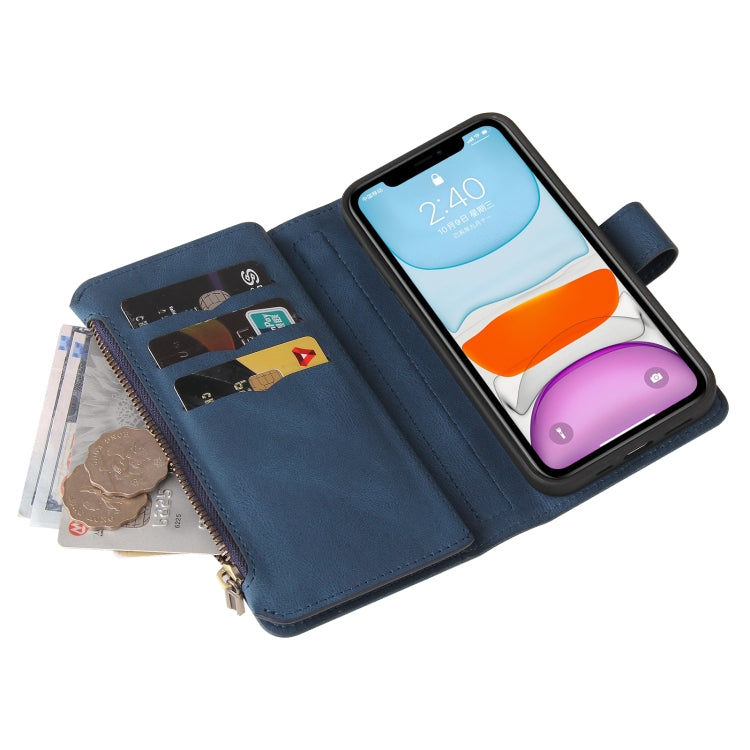 Skin Feel PU + TPU Horizontal Flip Leather Case with Holder & 15 Cards Slot & Wallet & Zipper Pocket & Lanyard For iPhone 11