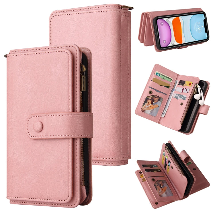 Skin Feel PU + TPU Horizontal Flip Leather Case with Holder & 15 Cards Slot & Wallet & Zipper Pocket & Lanyard For iPhone 11