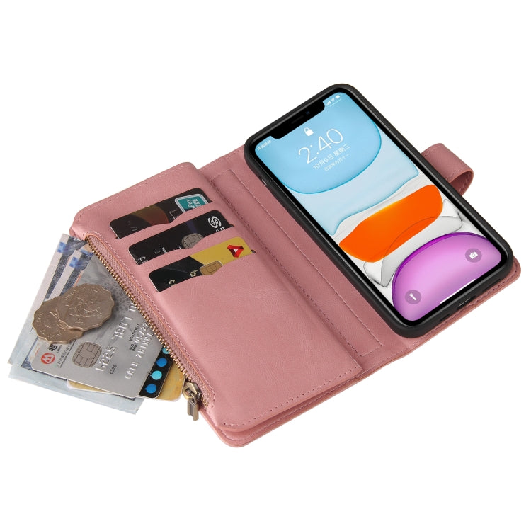 Skin Feel PU + TPU Horizontal Flip Leather Case with Holder & 15 Cards Slot & Wallet & Zipper Pocket & Lanyard For iPhone 11
