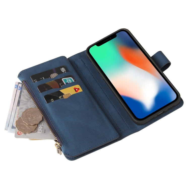 For iPhone X / XS Skin Feel PU + TPU Horizontal Flip Leather Case with Holder & 15 Cards Slot & Wallet & Zipper Pocket & Lanyard