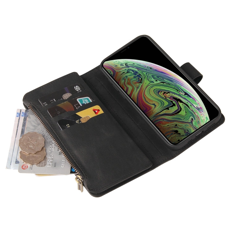 For iPhone XS Max Skin Feel PU + TPU Horizontal Flip Leather Case with Holder & 15 Cards Slot & Wallet & Zipper Pocket & Lanyard