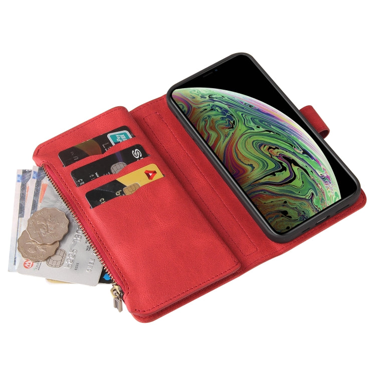 For iPhone XS Max Skin Feel PU + TPU Horizontal Flip Leather Case with Holder & 15 Cards Slot & Wallet & Zipper Pocket & Lanyard
