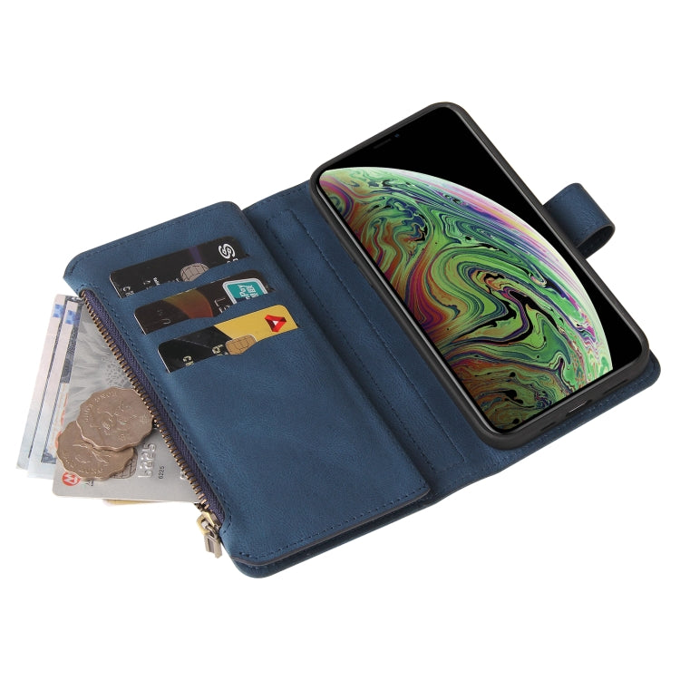 For iPhone XS Max Skin Feel PU + TPU Horizontal Flip Leather Case with Holder & 15 Cards Slot & Wallet & Zipper Pocket & Lanyard
