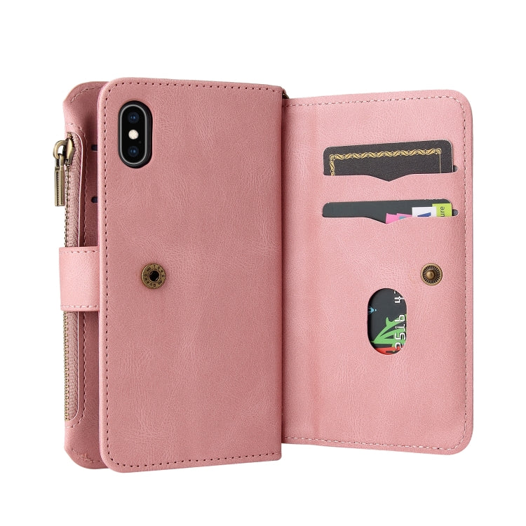 For iPhone XS Max Skin Feel PU + TPU Horizontal Flip Leather Case with Holder & 15 Cards Slot & Wallet & Zipper Pocket & Lanyard
