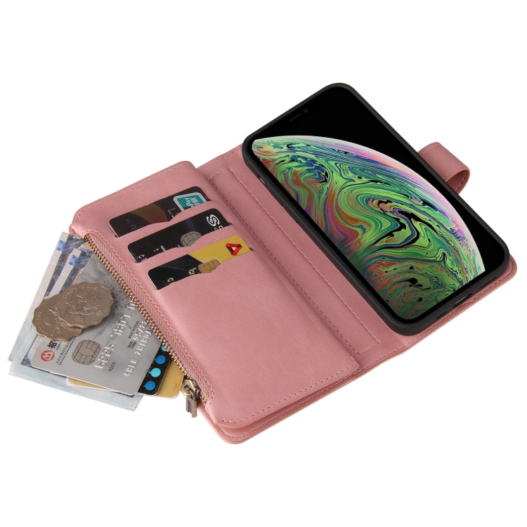 For iPhone XS Max Skin Feel PU + TPU Horizontal Flip Leather Case with Holder & 15 Cards Slot & Wallet & Zipper Pocket & Lanyard