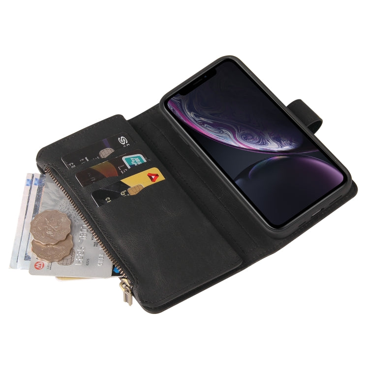 For iPhone XR Skin Feel PU + TPU Horizontal Flip Leather Case with Holder & 15 Cards Slot & Wallet & Zipper Pocket & Lanyard
