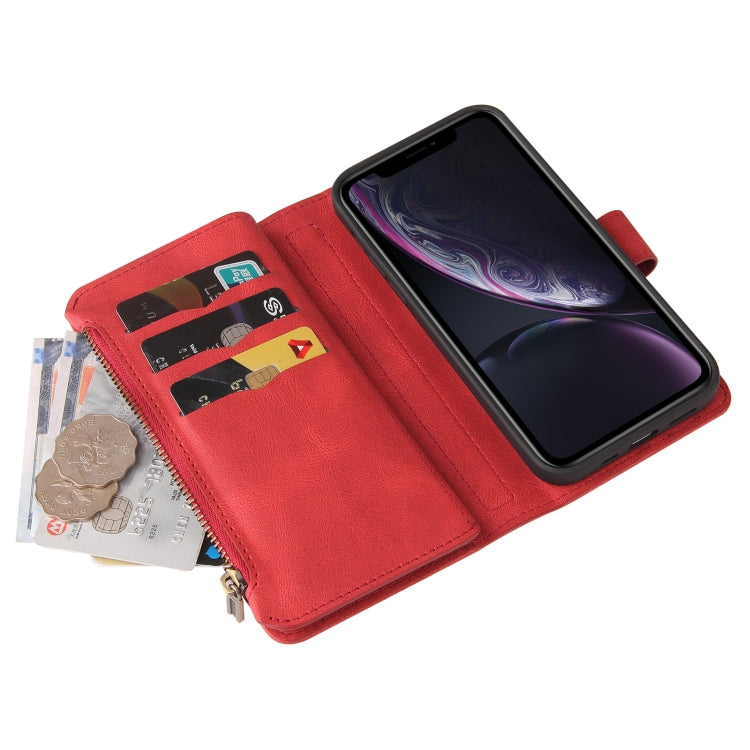 For iPhone XR Skin Feel PU + TPU Horizontal Flip Leather Case with Holder & 15 Cards Slot & Wallet & Zipper Pocket & Lanyard