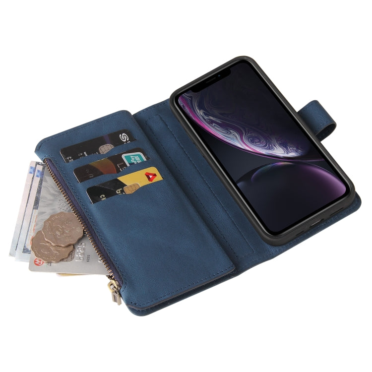 For iPhone XR Skin Feel PU + TPU Horizontal Flip Leather Case with Holder & 15 Cards Slot & Wallet & Zipper Pocket & Lanyard