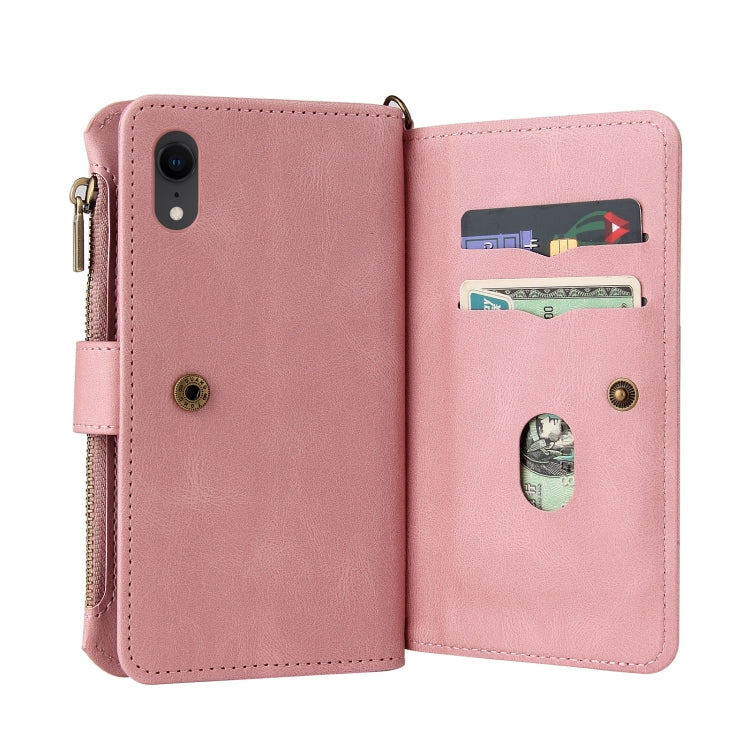 For iPhone XR Skin Feel PU + TPU Horizontal Flip Leather Case with Holder & 15 Cards Slot & Wallet & Zipper Pocket & Lanyard