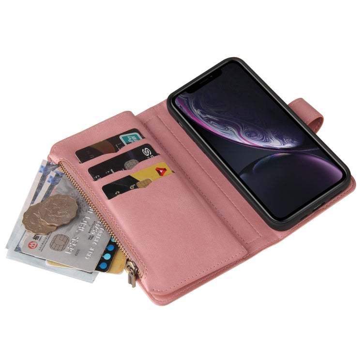 For iPhone XR Skin Feel PU + TPU Horizontal Flip Leather Case with Holder & 15 Cards Slot & Wallet & Zipper Pocket & Lanyard