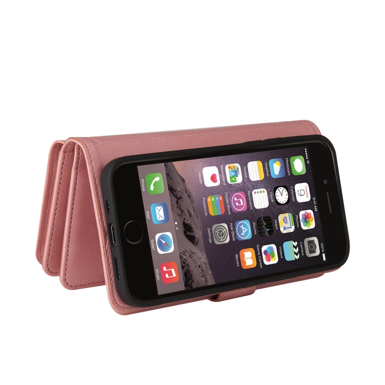 For iPhone SE 2022 / SE 2020 / 8 / 7 Skin Feel PU + TPU Horizontal Flip Leather Case with Holder & 15 Cards Slot & Wallet & Zipper Pocket & Lanyard