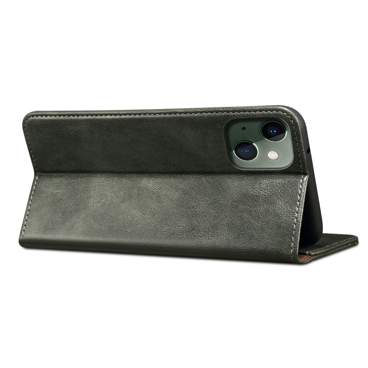For iPhone 13 Simple Wax Crazy Horse Texture Horizontal Flip Leather Case with Card Slots & Wallet