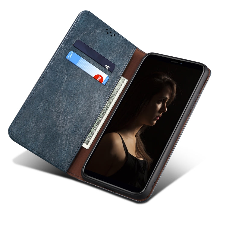 For iPhone 13 Simple Wax Crazy Horse Texture Horizontal Flip Leather Case with Card Slots & Wallet