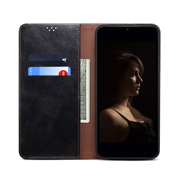 For iPhone 13 mini Simple Wax Crazy Horse Texture Horizontal Flip Leather Case with Card Slots & Wallet
