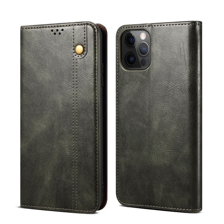 For iPhone 13 Pro Simple Wax Crazy Horse Texture Horizontal Flip Leather Case with Card Slots & Wallet