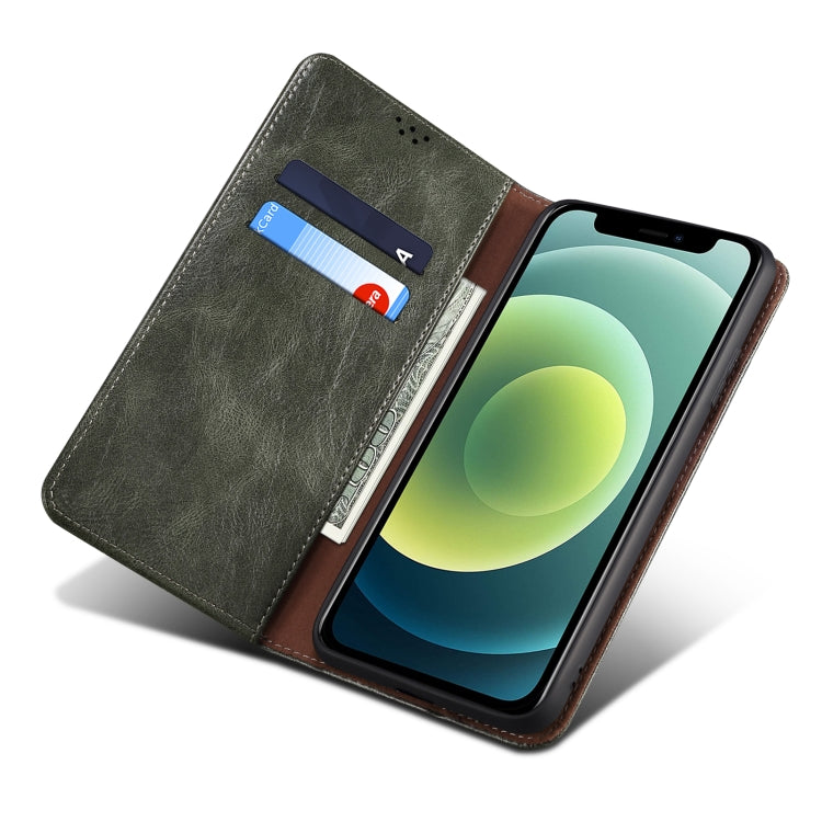 For iPhone 13 Pro Simple Wax Crazy Horse Texture Horizontal Flip Leather Case with Card Slots & Wallet