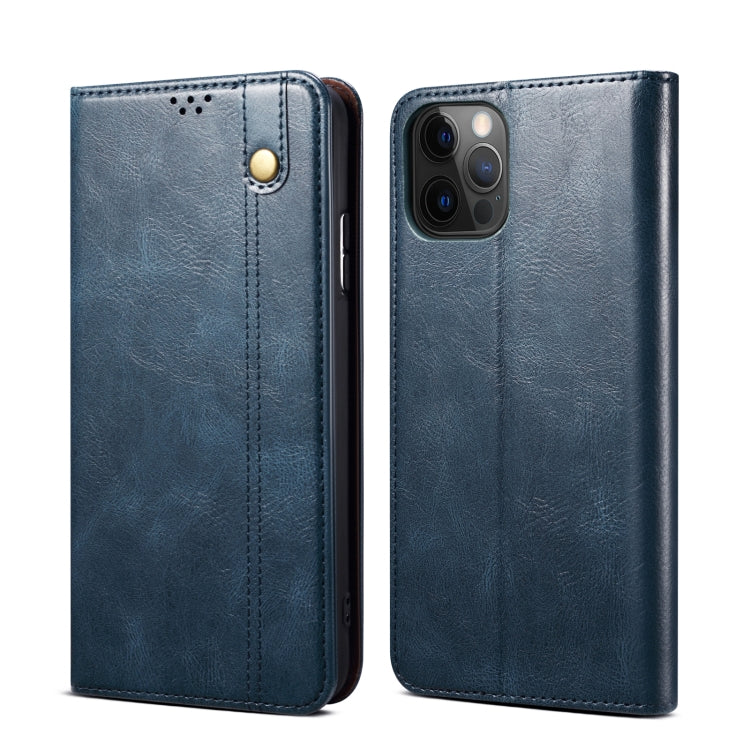 For iPhone 13 Pro Simple Wax Crazy Horse Texture Horizontal Flip Leather Case with Card Slots & Wallet