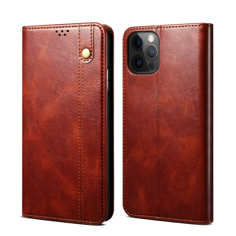 For iPhone 13 Pro Simple Wax Crazy Horse Texture Horizontal Flip Leather Case with Card Slots & Wallet