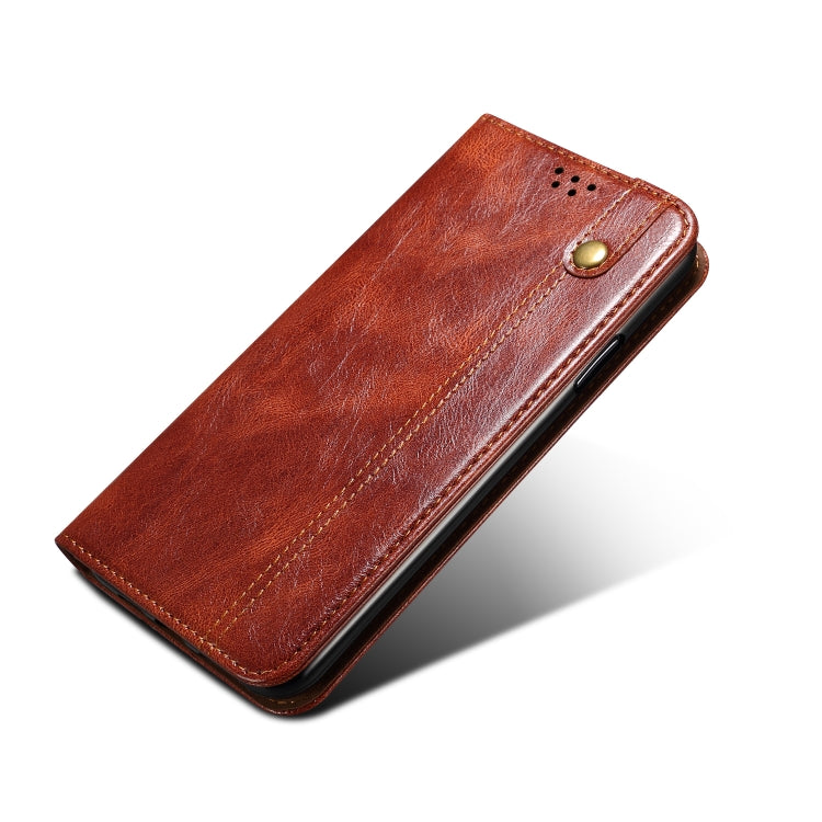 For iPhone 13 Pro Simple Wax Crazy Horse Texture Horizontal Flip Leather Case with Card Slots & Wallet