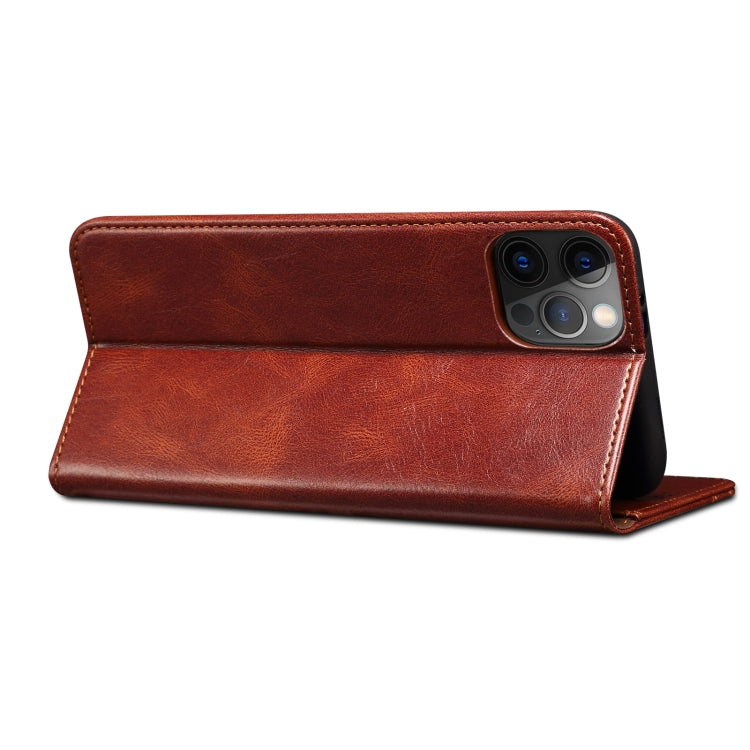 Simple Wax Crazy Horse Texture Horizontal Flip Leather Case with Card Slots & Wallet For iPhone 13 Pro Max