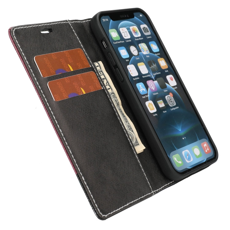 For iPhone 13 mini Cross Texture Magnetic Horizontal Flip Leather Case with Card Slots & Holder & Wallet