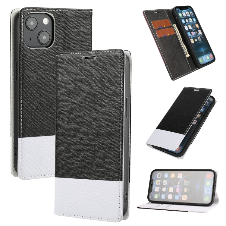 For iPhone 13 Cross Texture Magnetic Horizontal Flip Leather Case with Card Slots & Holder & Wallet