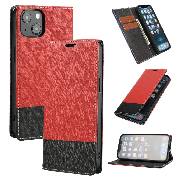 For iPhone 13 Cross Texture Magnetic Horizontal Flip Leather Case with Card Slots & Holder & Wallet