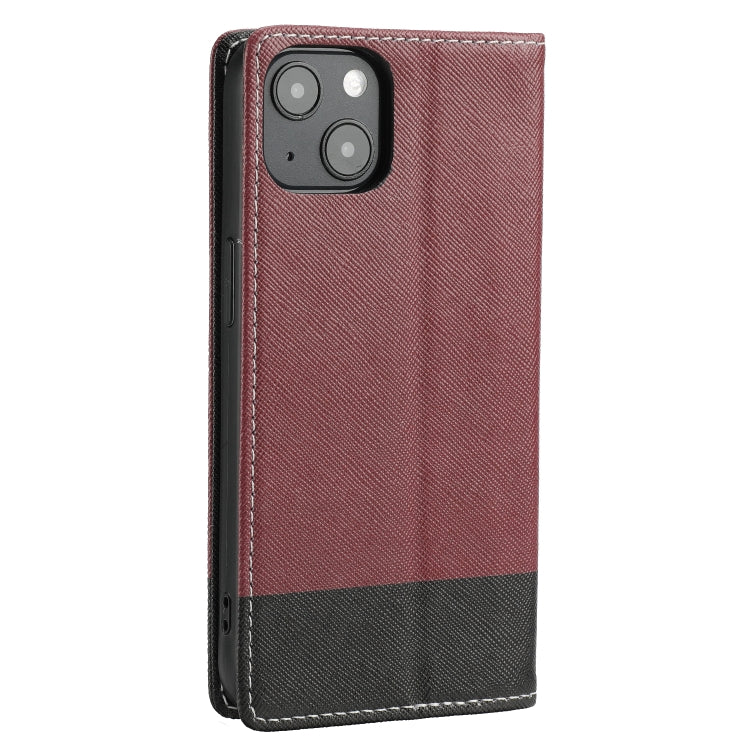 For iPhone 13 Cross Texture Magnetic Horizontal Flip Leather Case with Card Slots & Holder & Wallet