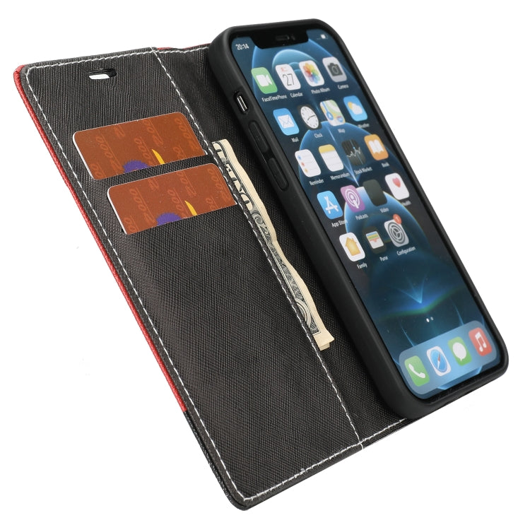 For iPhone 12 / 12 Pro Cross Texture Magnetic Horizontal Flip Leather Case with Card Slots & Holder & Wallet