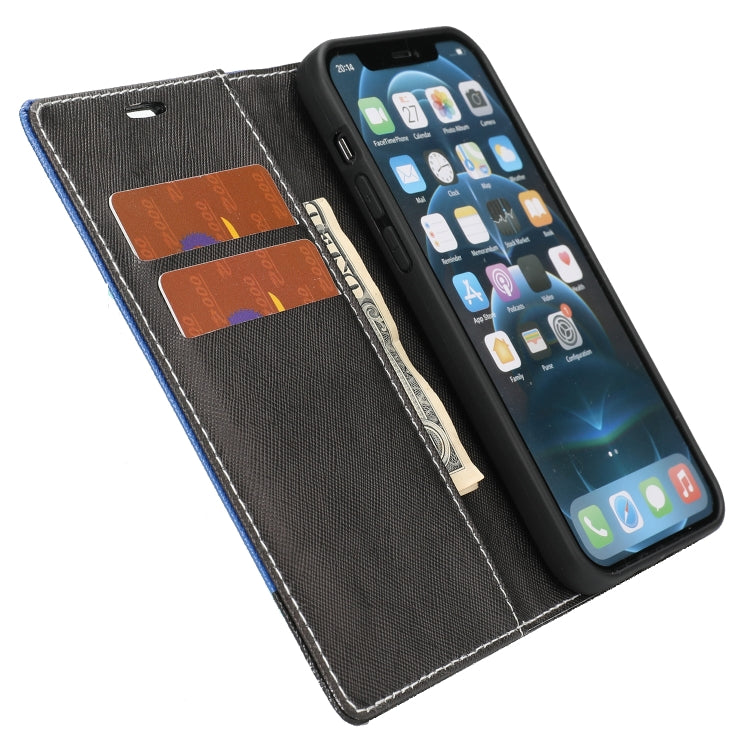 For iPhone 12 / 12 Pro Cross Texture Magnetic Horizontal Flip Leather Case with Card Slots & Holder & Wallet