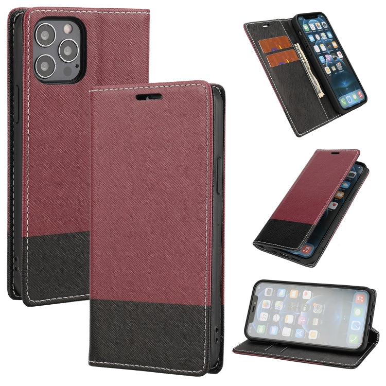 For iPhone 12 Pro Max Cross Texture Magnetic Horizontal Flip Leather Case with Card Slots & Holder & Wallet