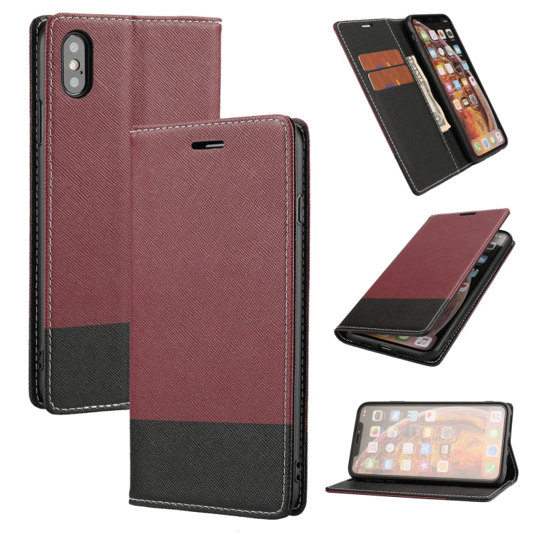 For iPhone X / XS Cross Texture Magnetic Horizontal Flip Leather Case with Card Slots & Holder & Wallet