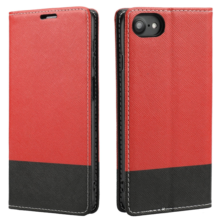 For iPhone SE 2022 / SE 2020 / 8 / 7 Cross Texture Magnetic Horizontal Flip Leather Case with Card Slots & Holder & Wallet