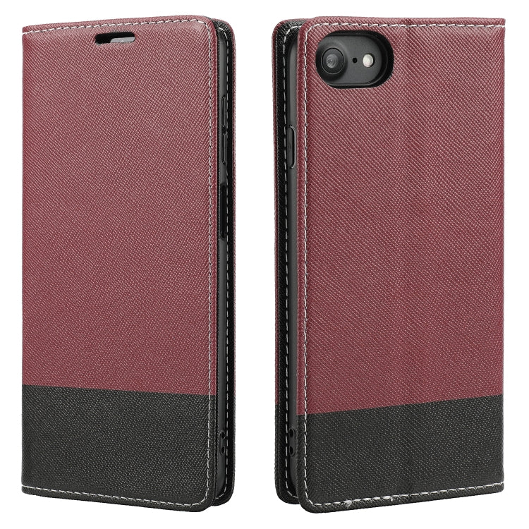 For iPhone SE 2022 / SE 2020 / 8 / 7 Cross Texture Magnetic Horizontal Flip Leather Case with Card Slots & Holder & Wallet