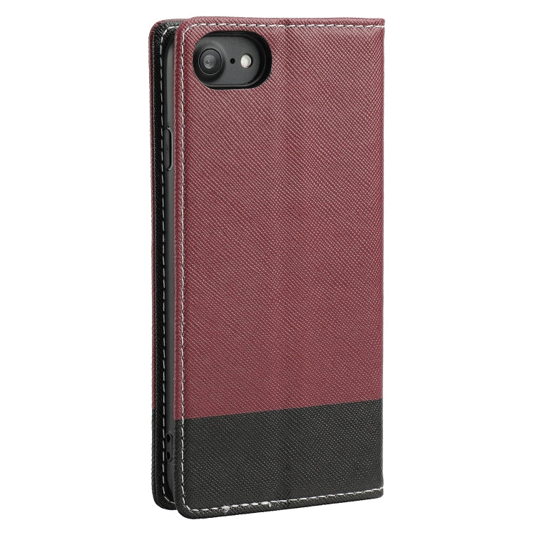 For iPhone SE 2022 / SE 2020 / 8 / 7 Cross Texture Magnetic Horizontal Flip Leather Case with Card Slots & Holder & Wallet