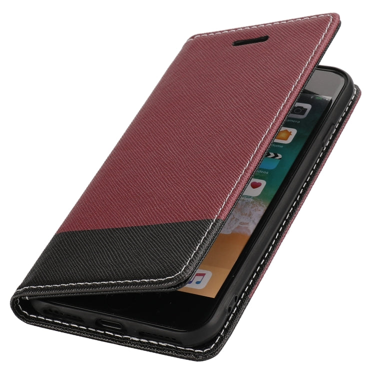For iPhone SE 2022 / SE 2020 / 8 / 7 Cross Texture Magnetic Horizontal Flip Leather Case with Card Slots & Holder & Wallet