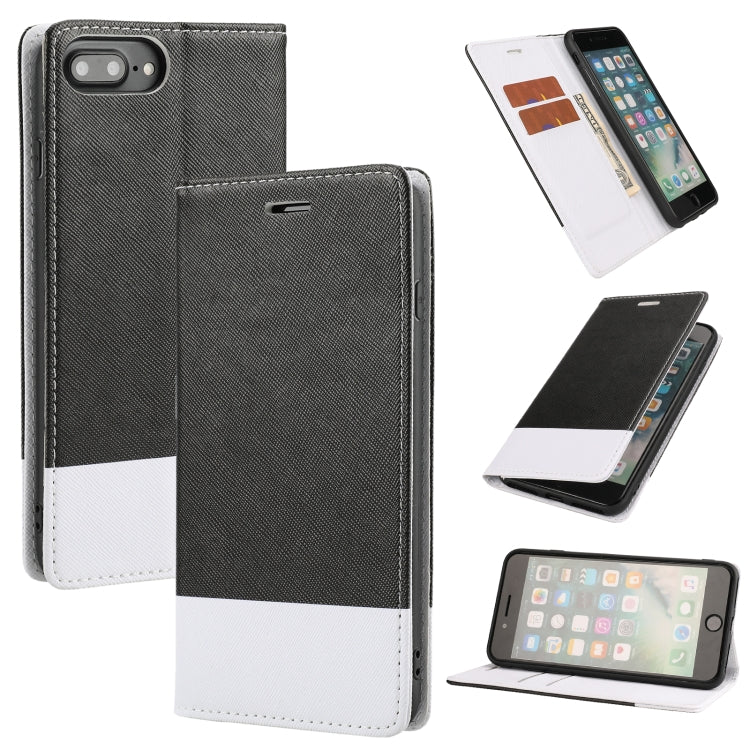Cross Texture Magnetic Horizontal Flip Leather Case with Card Slots & Holder & Wallet For iPhone 8 Plus / 7 Plus