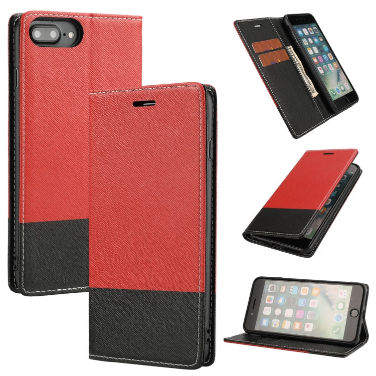 Cross Texture Magnetic Horizontal Flip Leather Case with Card Slots & Holder & Wallet For iPhone 8 Plus / 7 Plus