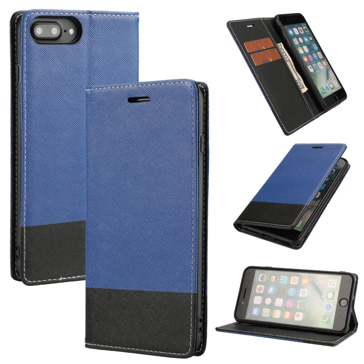 Cross Texture Magnetic Horizontal Flip Leather Case with Card Slots & Holder & Wallet For iPhone 8 Plus / 7 Plus