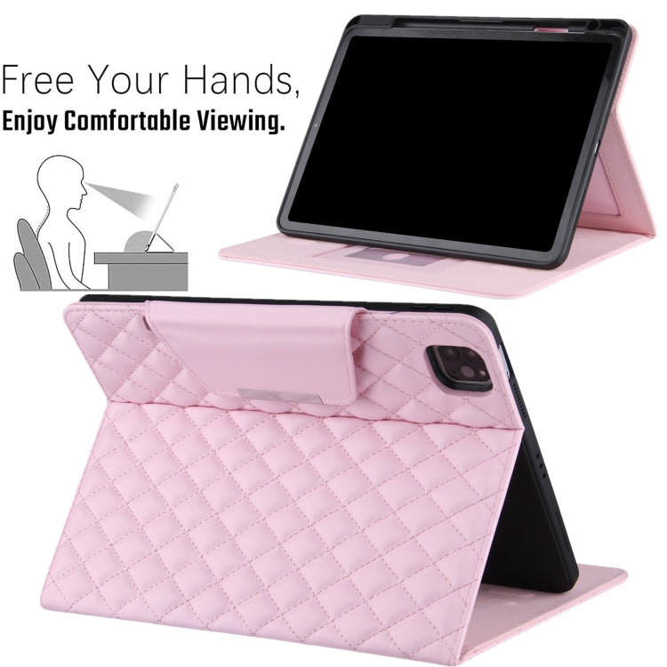 For iPad Pro 11 (2021 / 2020 / 2018) / Air 10.9 2020 Checkered Pattern Horizontal Flip Leather Tablet Case with Holder & Card Slots & Hand Strap