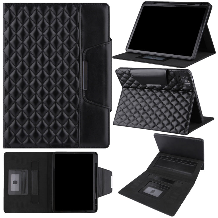 For iPad Pro 11 (2021 / 2020 / 2018) / Air 10.9 2020 Checkered Pattern Horizontal Flip Leather Tablet Case with Holder & Card Slots & Hand Strap